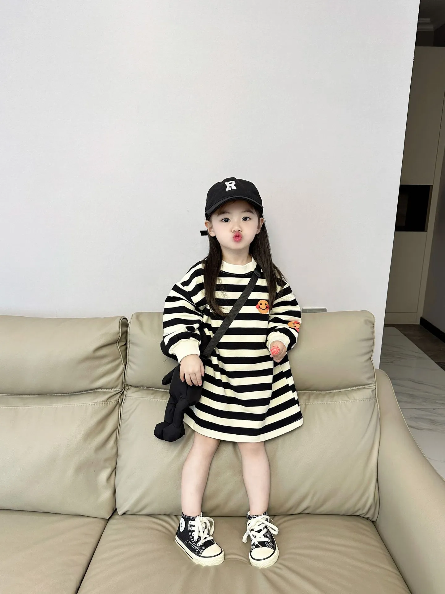 【90-140cm】おしゃれ イチオシ コーディネートに元気をプラス ボーダー ワンピース 子供服