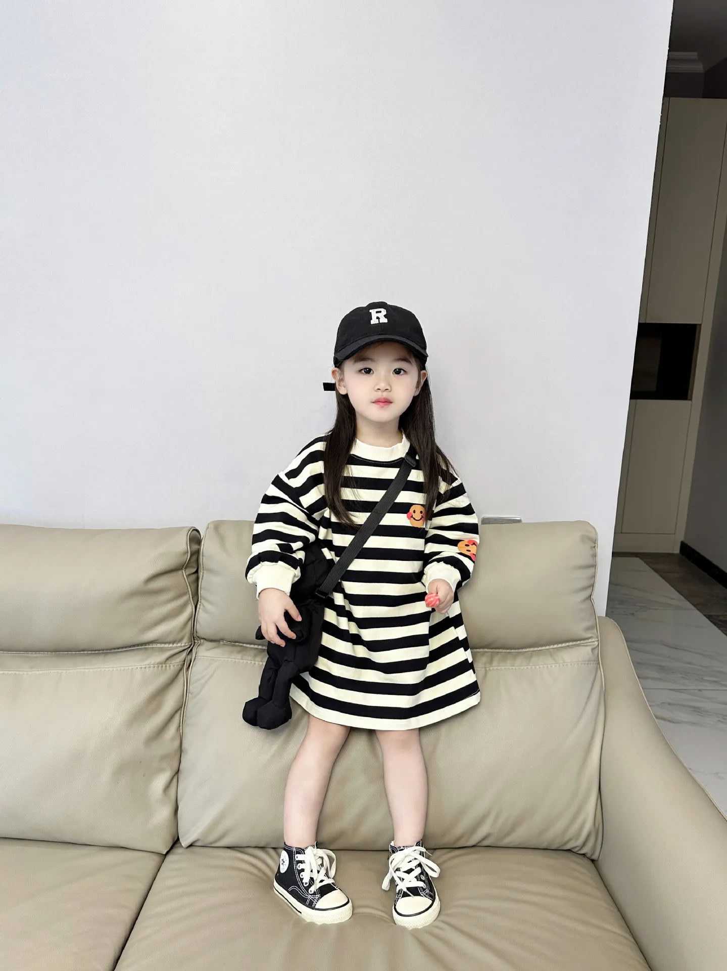 【90-140cm】おしゃれ イチオシ コーディネートに元気をプラス ボーダー ワンピース 子供服