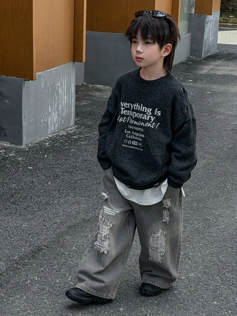 【100-150cm】秋新作  かっこいい ファッション 合わせやすい 男の子 英字ロゴ 長袖ニットトップス セーター