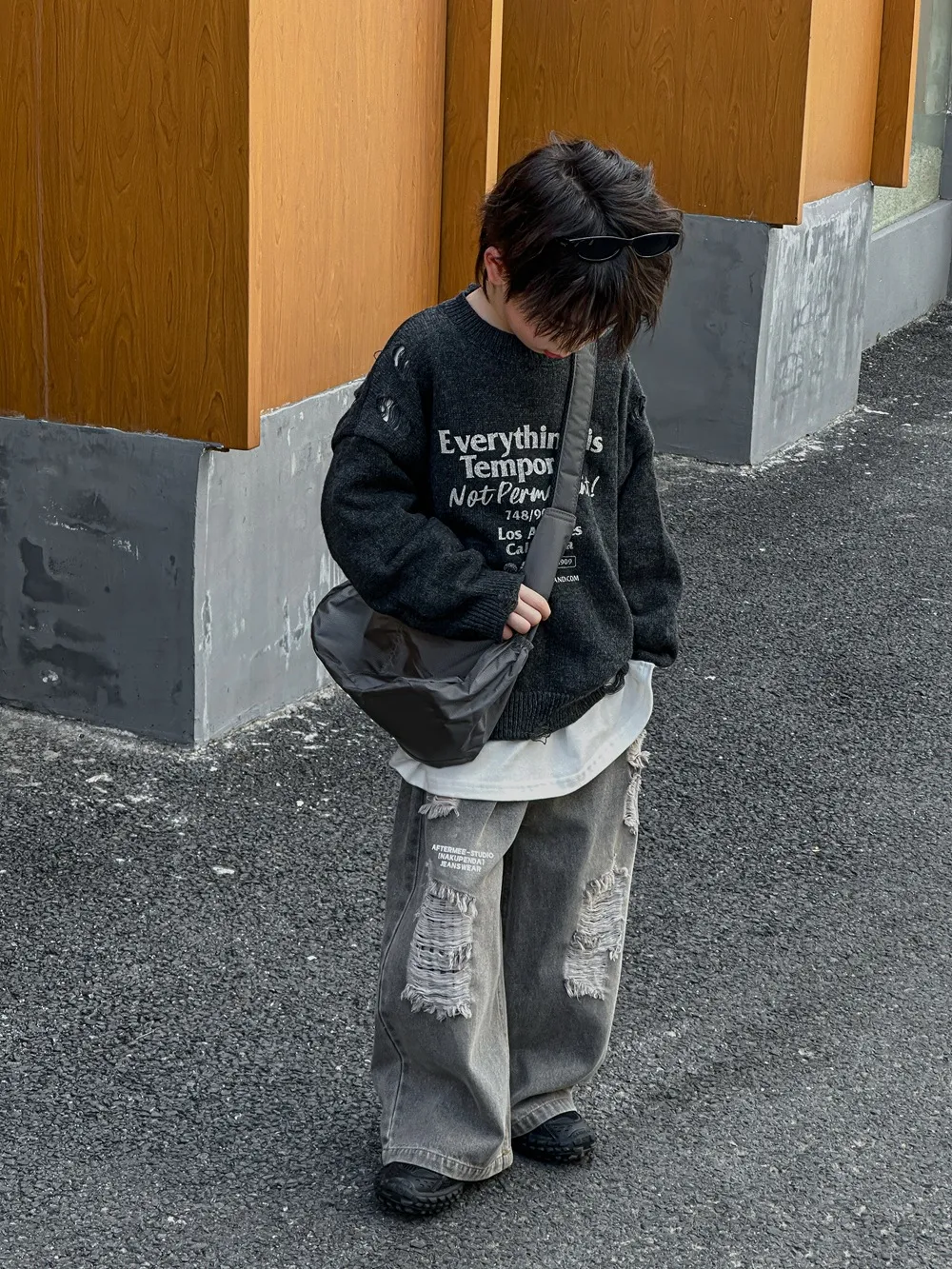 【100-150cm】秋新作  かっこいい ファッション 合わせやすい 男の子 英字ロゴ 長袖ニットトップス セーター