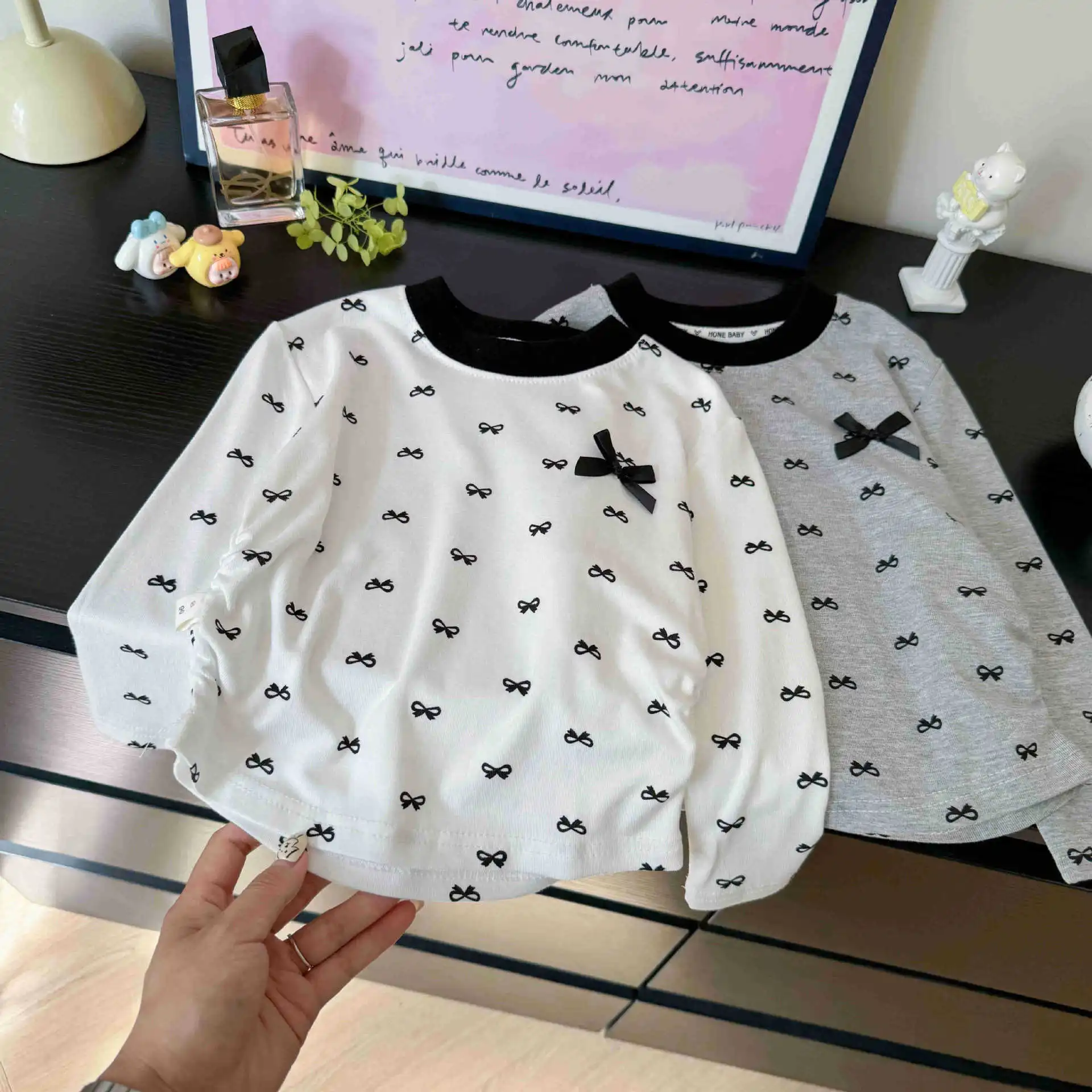 【80-150cm】売れ筋 合わせやすい スウィート キュート ガーリッシュ リボン 女の子 長袖 Tシャツ