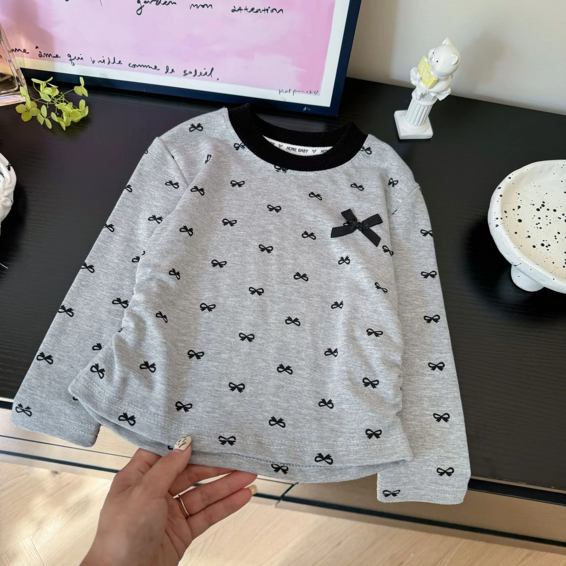 【80-150cm】売れ筋 合わせやすい スウィート キュート ガーリッシュ リボン 女の子 長袖 Tシャツ