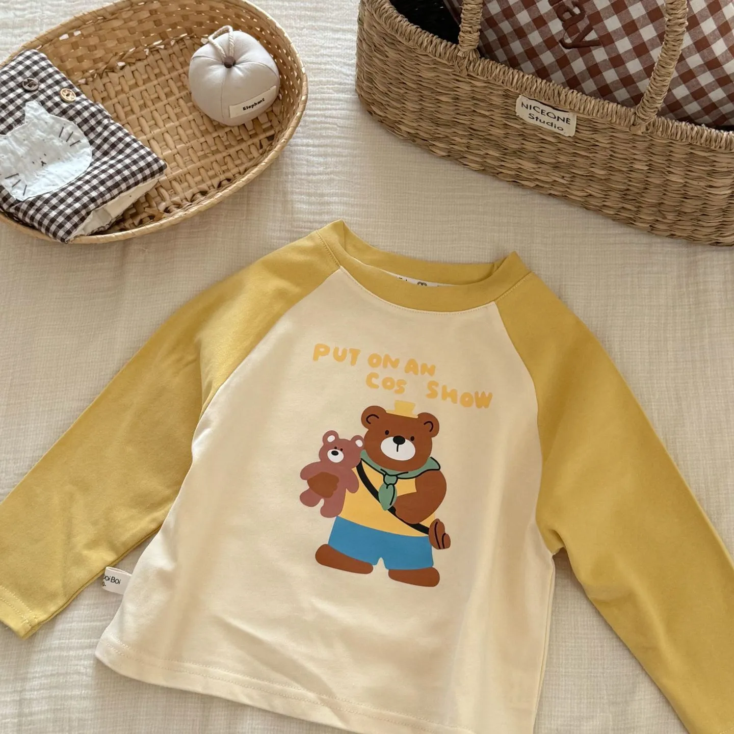 【90-140cm】かわいい 超人気商品 おしゃれ 切り替え 着やすい 長袖 Tシャツ