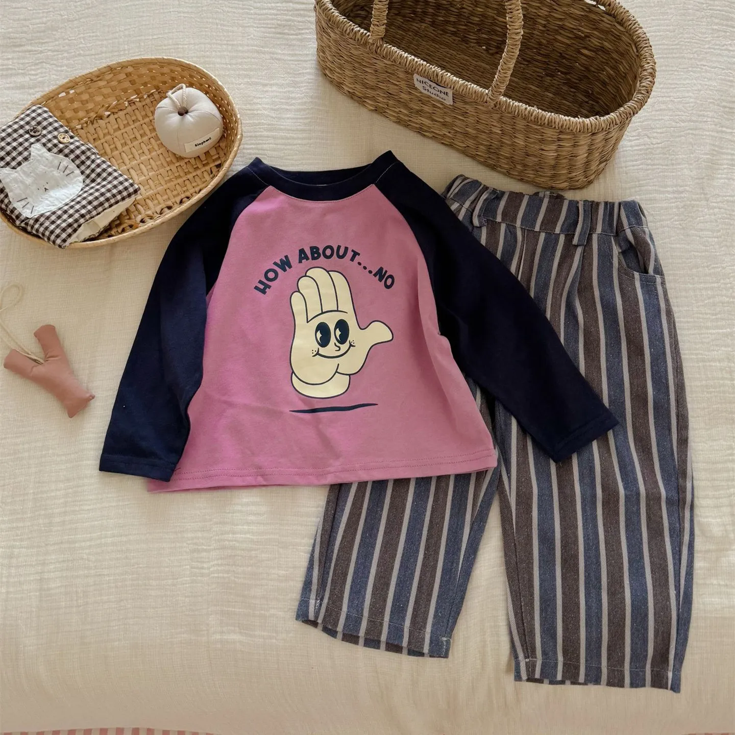 【90-140cm】かわいい 超人気商品 おしゃれ 切り替え 着やすい 長袖 Tシャツ