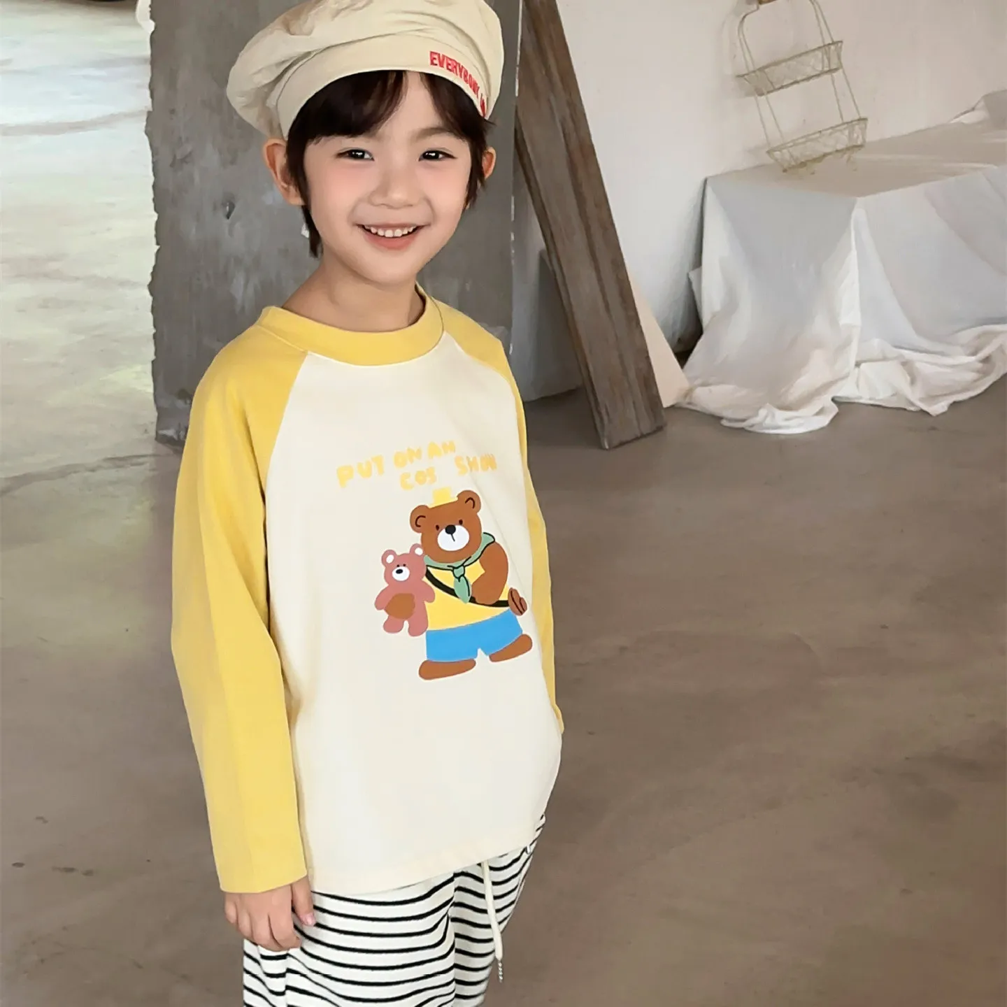 【90-140cm】かわいい 超人気商品 おしゃれ 切り替え 着やすい 長袖 Tシャツ