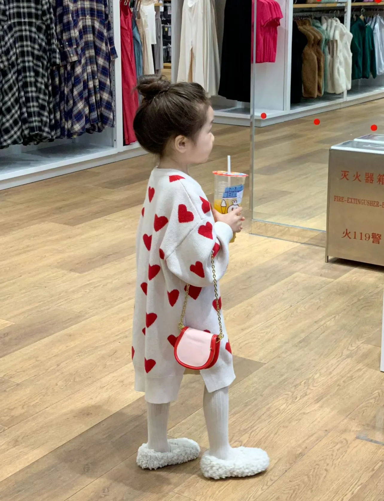 【90-140cm】お姫様 暖かい かわいい ハート柄 ニット ワンピース 長袖ワンピース 子ども服 女の子
