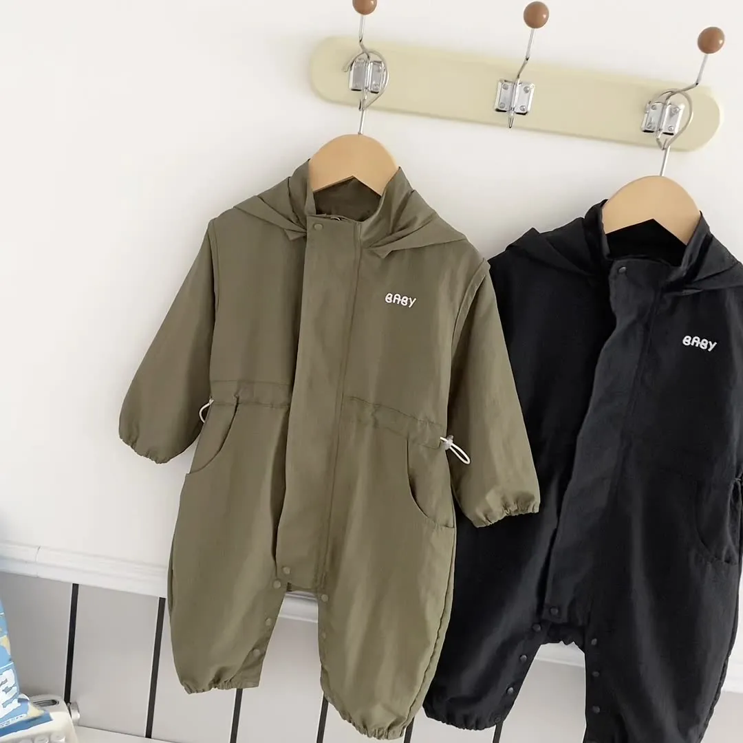 【66-100cm】超人気商品 おしゃれ ファッション クール カジュアル　フード付き ベビー 長袖 ロンパース