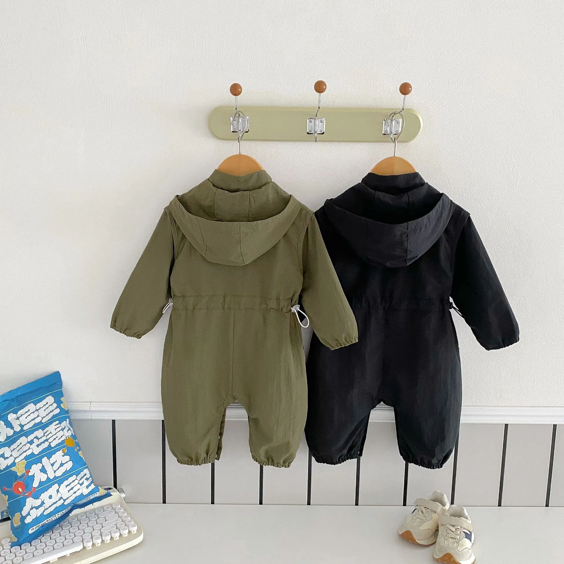 【66-100cm】超人気商品 おしゃれ ファッション クール カジュアル　フード付き ベビー 長袖 ロンパース