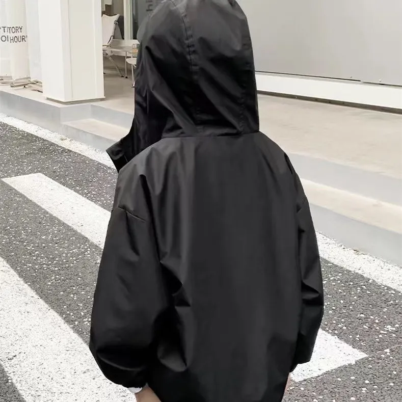 【110-170cm】トレンド 着心地良い 合わせやすい カジュアル 無地 フード付き アウター