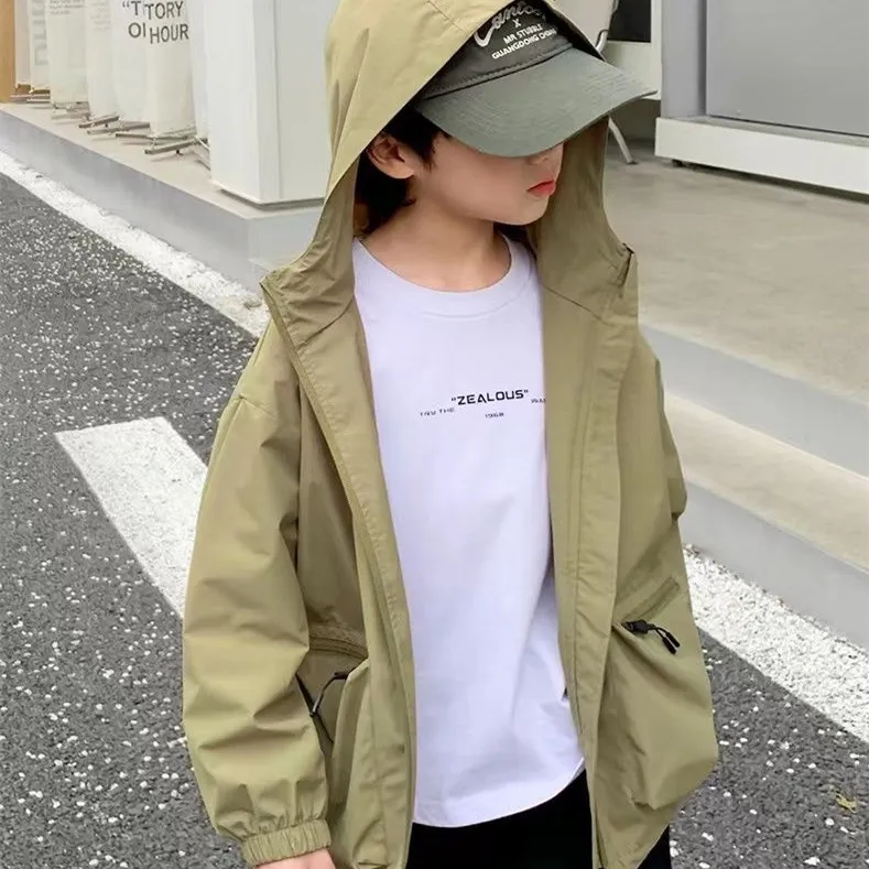 【110-170cm】トレンド 着心地良い 合わせやすい カジュアル 無地 フード付き アウター