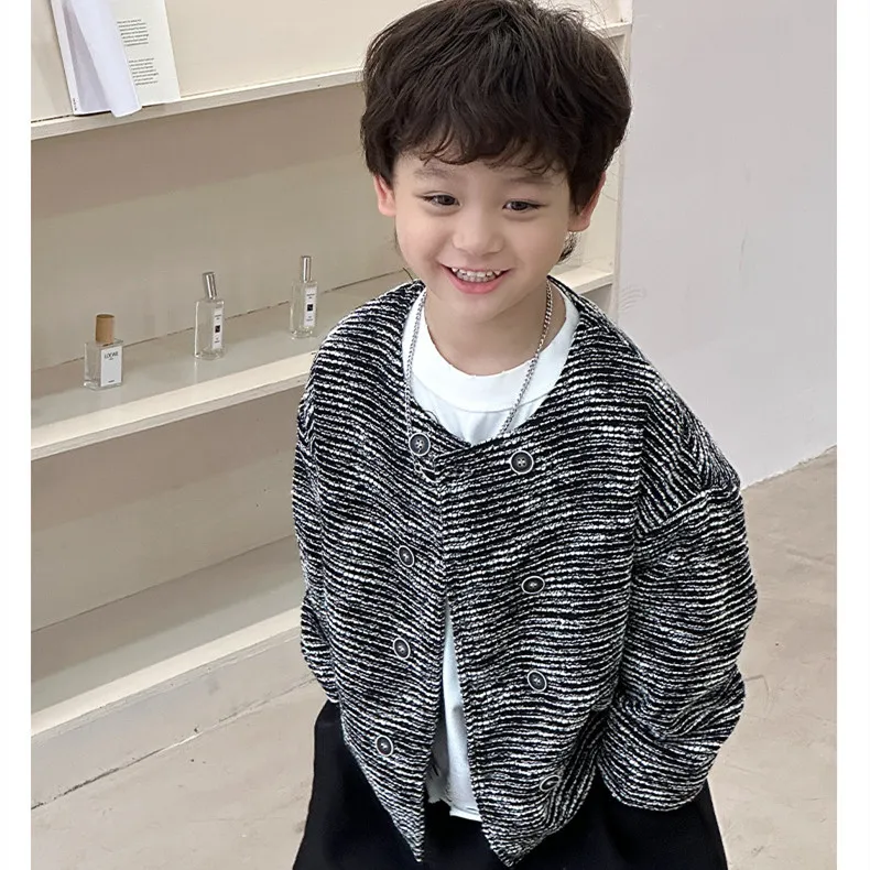 【90-150cm】ファッション カジュアル 配色 カートゥーン 長袖 カーディガン
