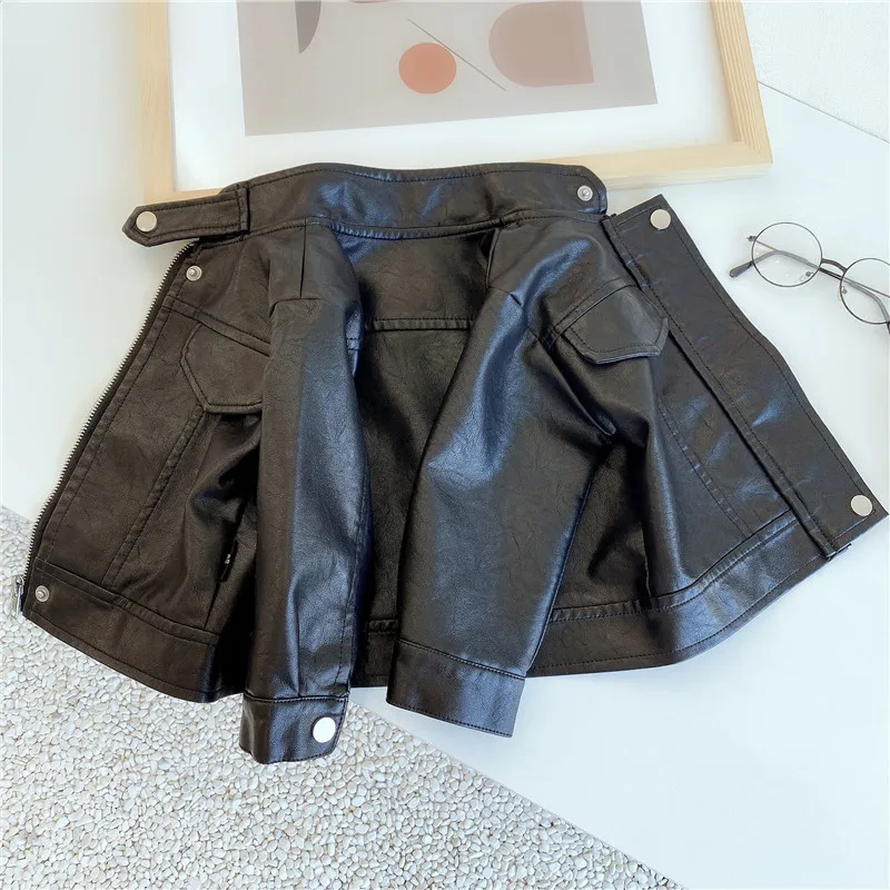 【80-140cm】超人気商品 ファッション カッコイイ  クール  ストリート系 スタンドネック 男の子  レザー アウター