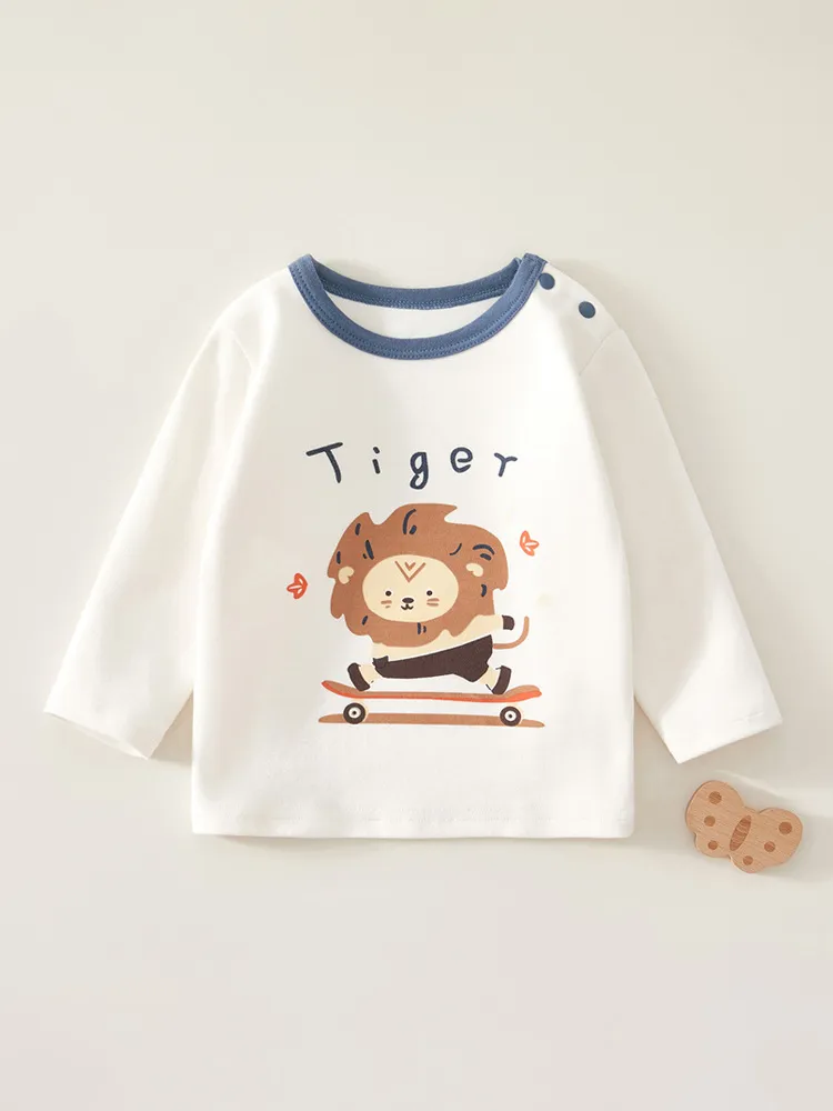 【66-90cm】着回し力抜群 合わせやすい カートゥーン ルーズ 長袖 Tシャツ