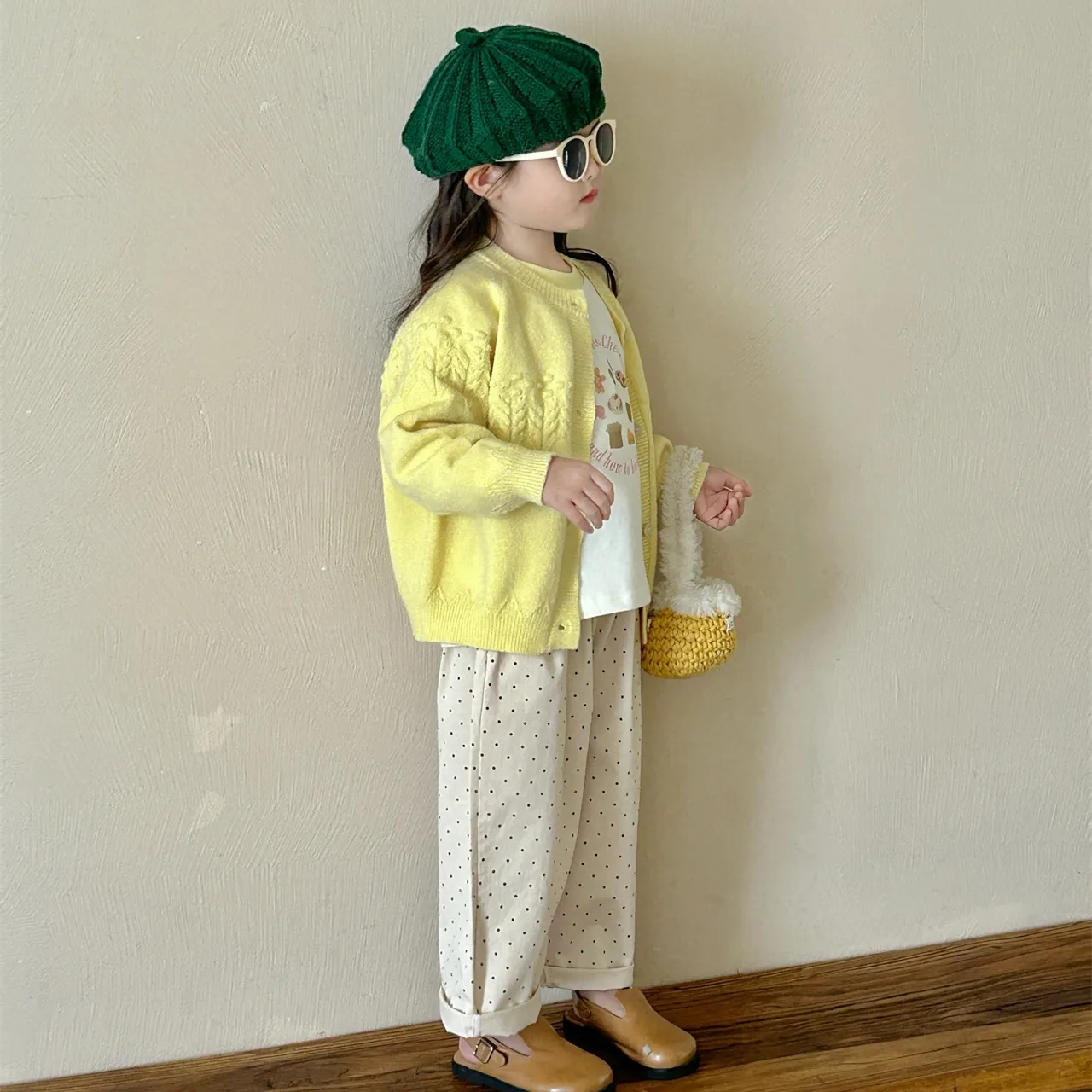 【90-140cm】人気上昇中 やわらかな素材 絶対後悔しない かわいい 女の子 ニット カーディガン/Ｔシャツ/パンツ