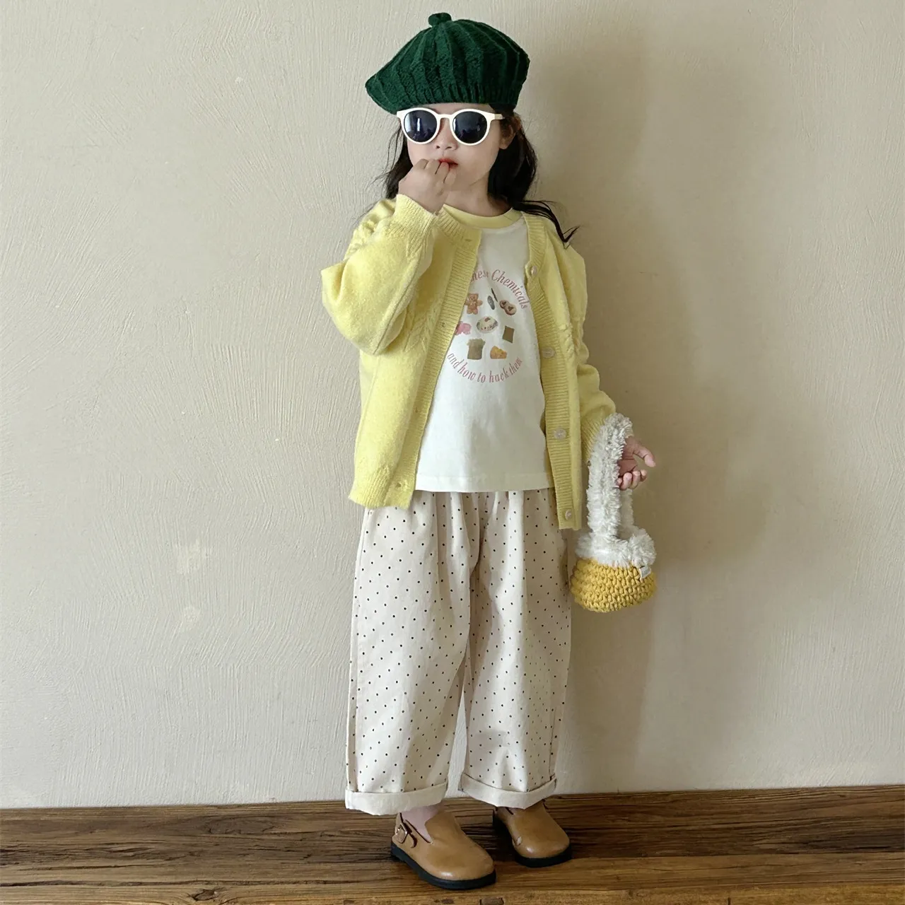 【90-140cm】人気上昇中 やわらかな素材 絶対後悔しない かわいい 女の子 ニット カーディガン/Ｔシャツ/パンツ