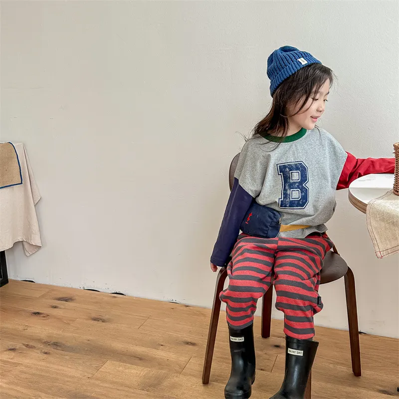 【80-130cm】大人気  シンプル  合わせやすい 通学 アルファベット 配色 可愛い  男の子  女の子 トレーナー