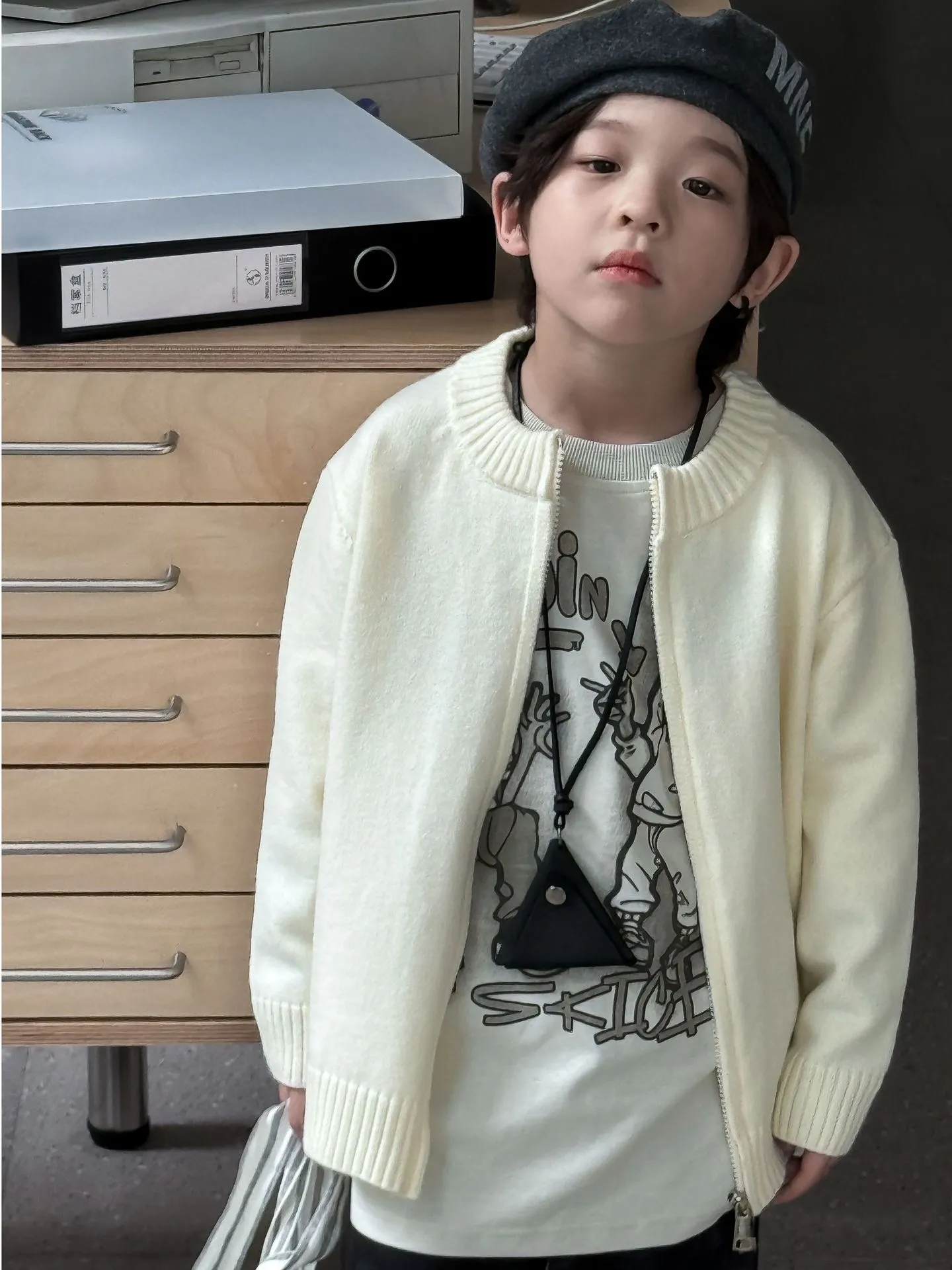 【90-140cm】キッズ ファッション  男の子  ジッパー ニットカーディガン  セーター トップス 子供服