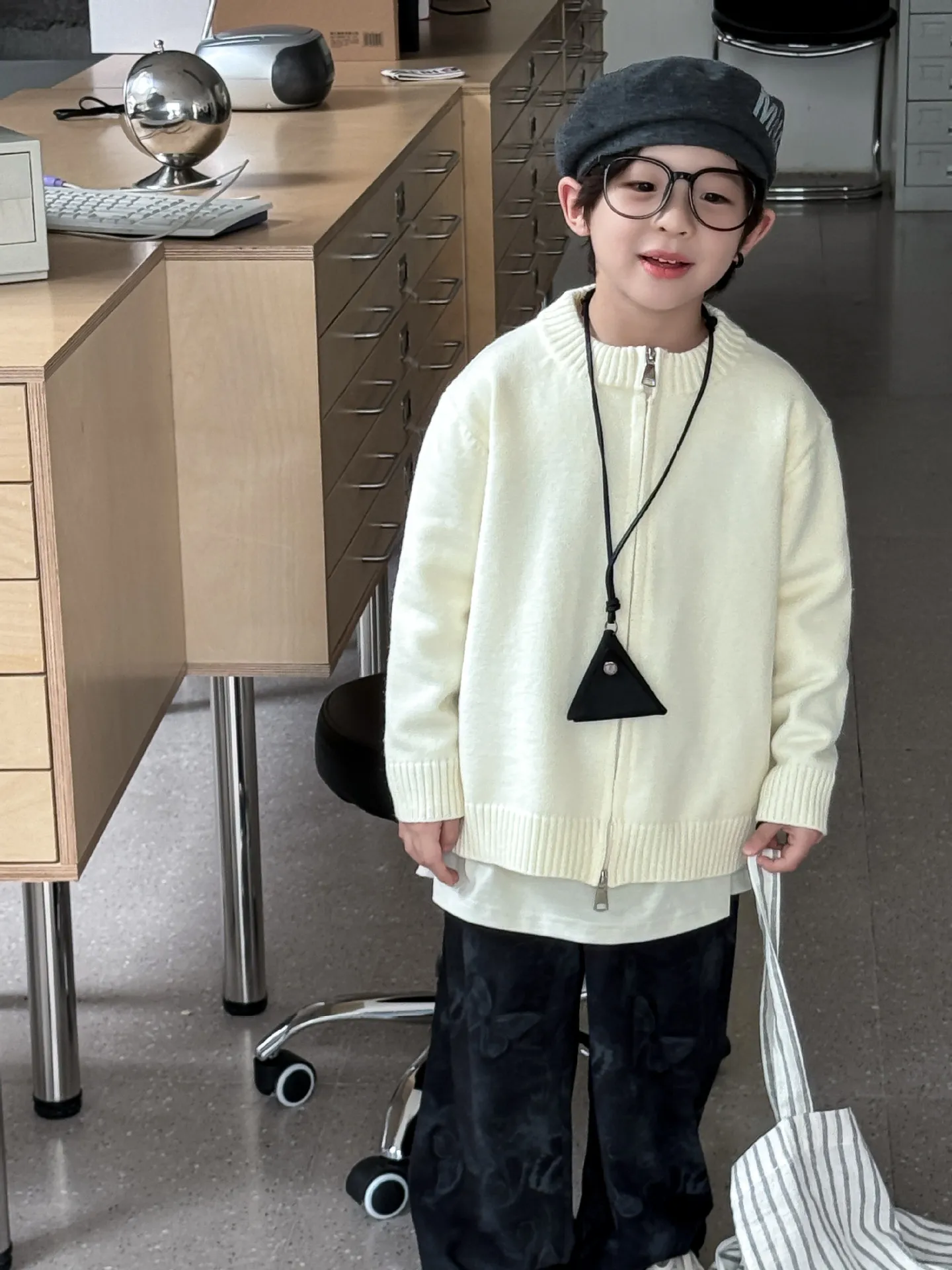 【90-140cm】キッズ ファッション  男の子  ジッパー ニットカーディガン  セーター トップス 子供服