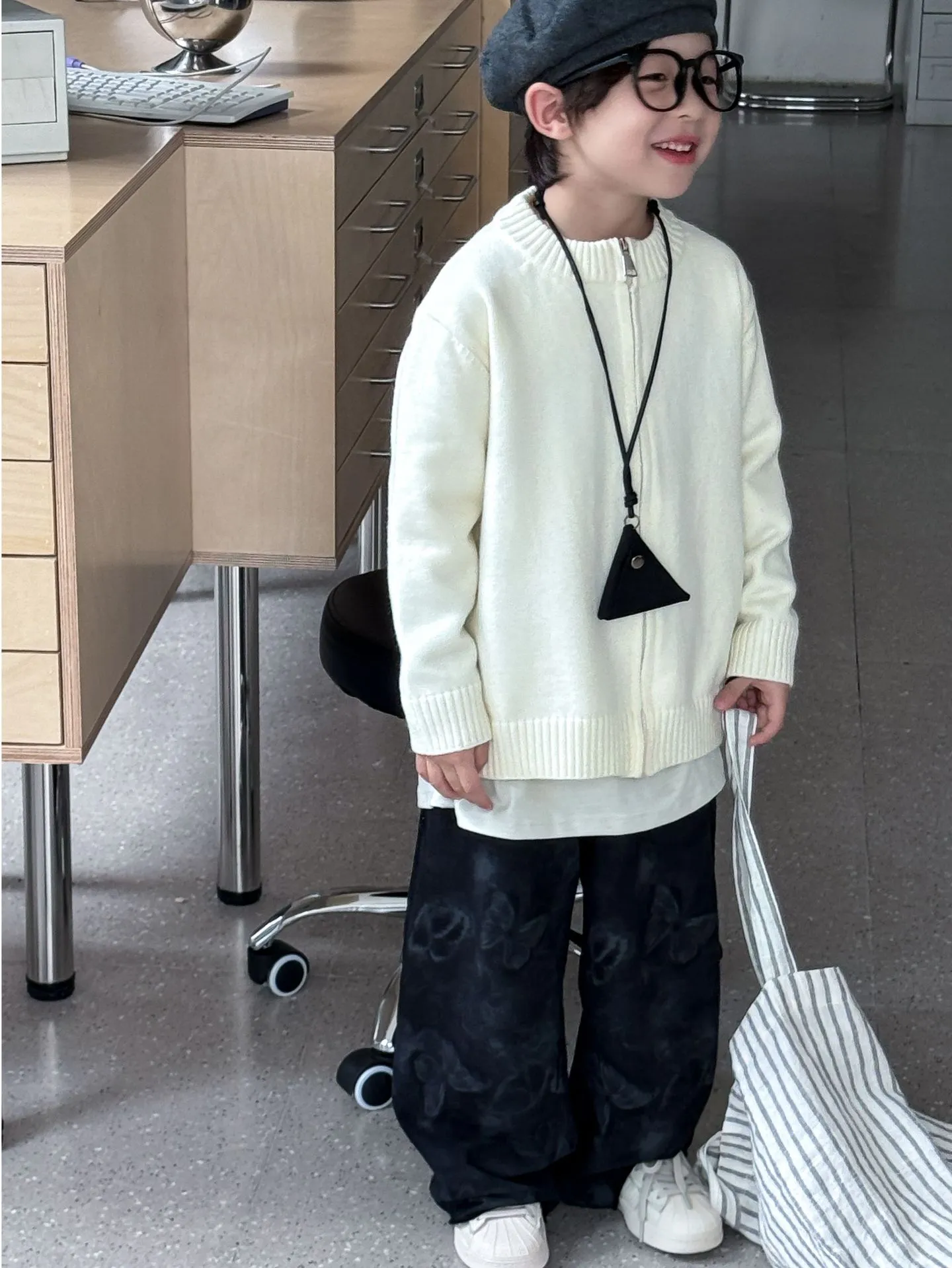【90-140cm】キッズ ファッション  男の子  ジッパー ニットカーディガン  セーター トップス 子供服