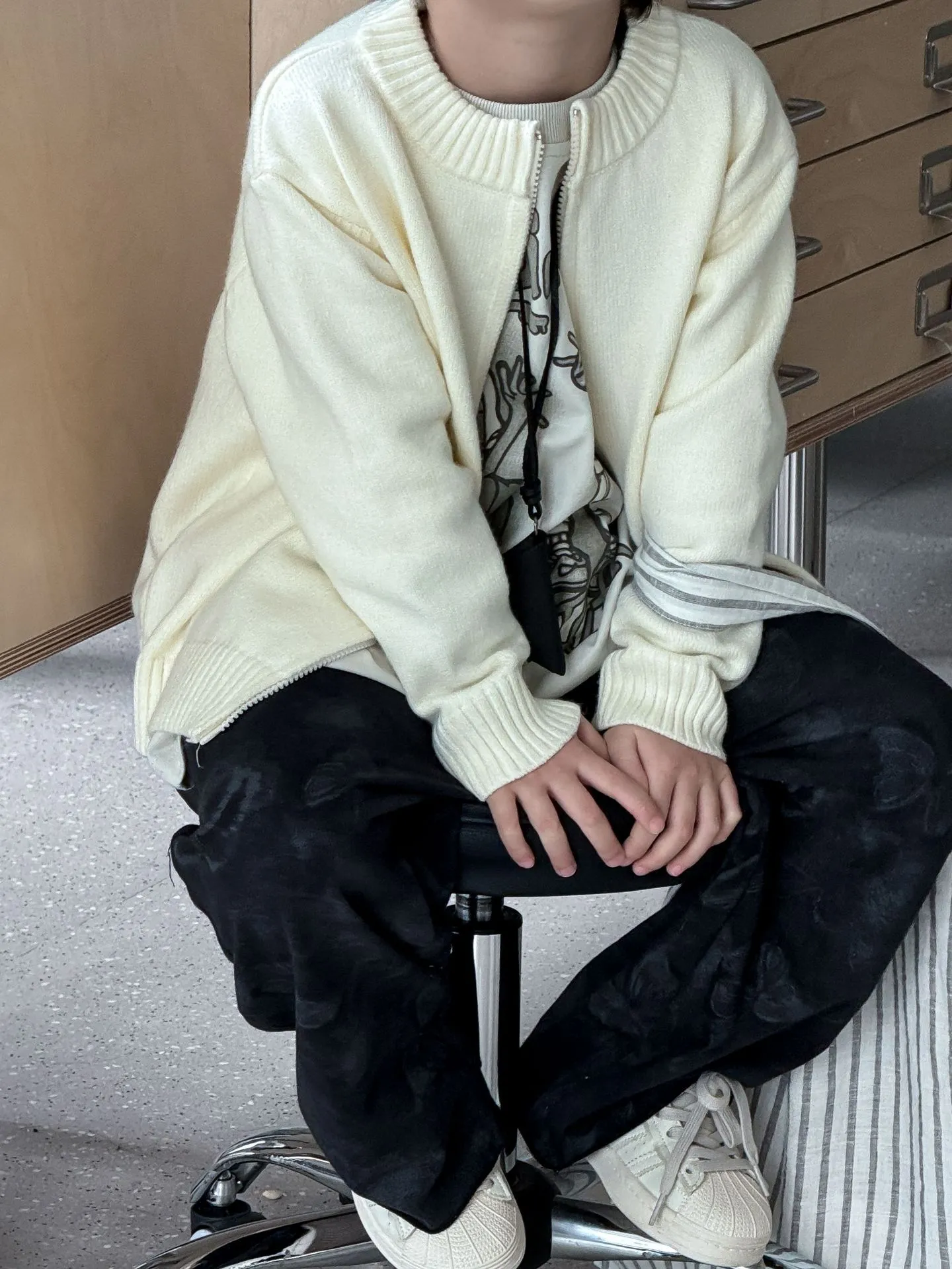 【90-140cm】キッズ ファッション  男の子  ジッパー ニットカーディガン  セーター トップス 子供服
