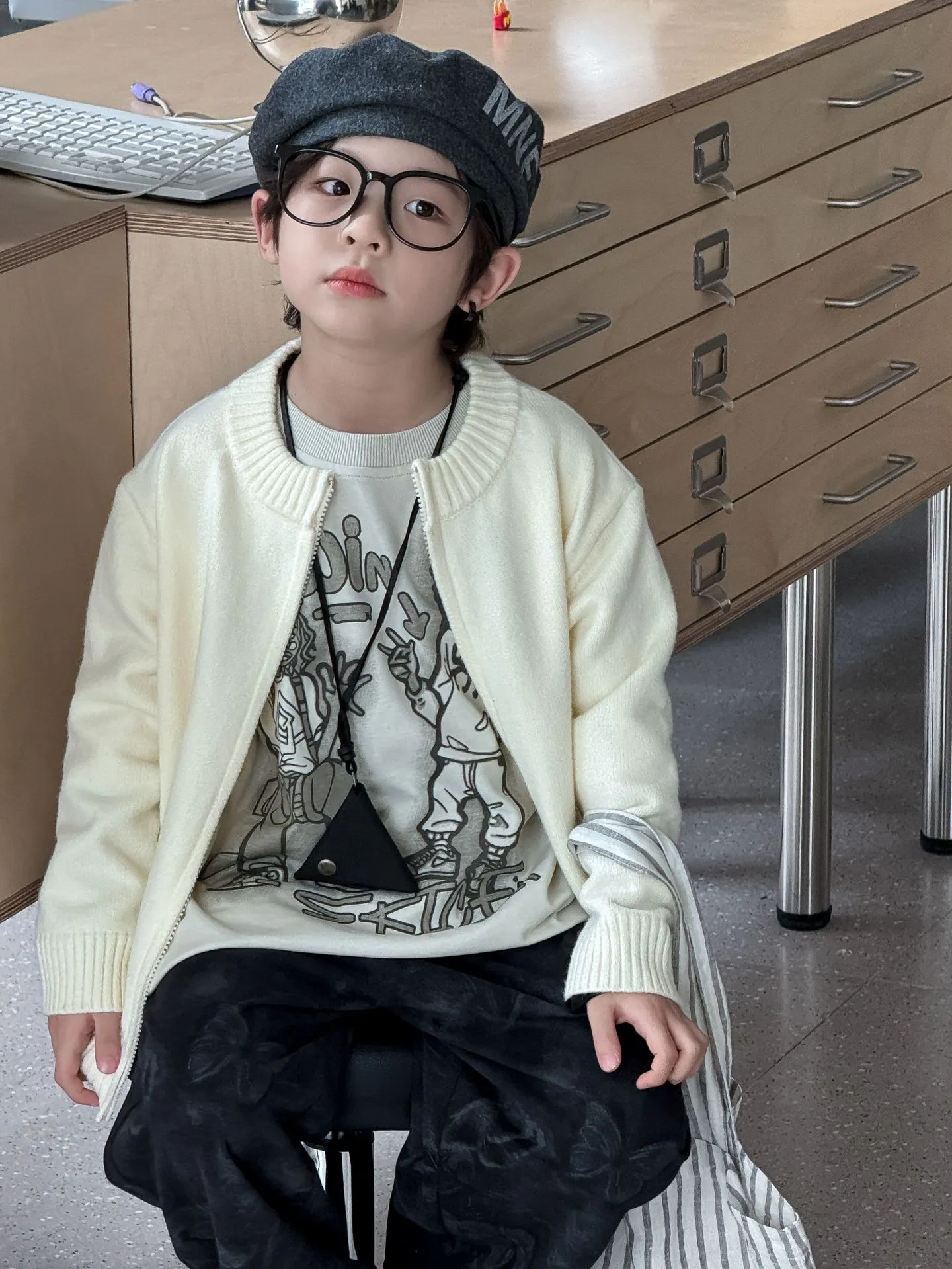【90-140cm】キッズ ファッション  男の子  ジッパー ニットカーディガン  セーター トップス 子供服