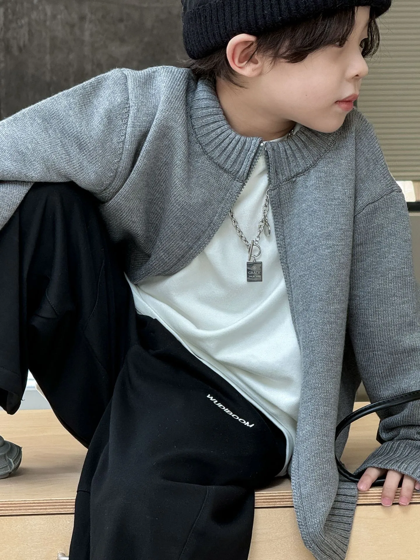 【90-140cm】キッズ ファッション  男の子  ジッパー ニットカーディガン  セーター トップス 子供服