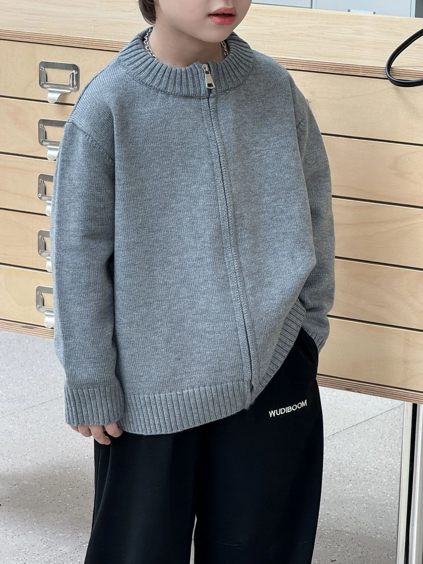 【90-140cm】キッズ ファッション  男の子  ジッパー ニットカーディガン  セーター トップス 子供服