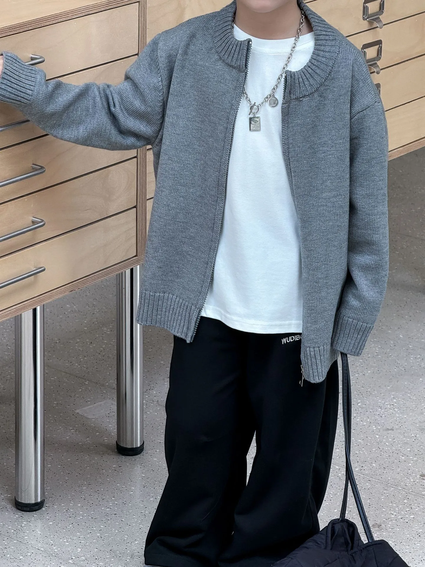 【90-140cm】キッズ ファッション  男の子  ジッパー ニットカーディガン  セーター トップス 子供服