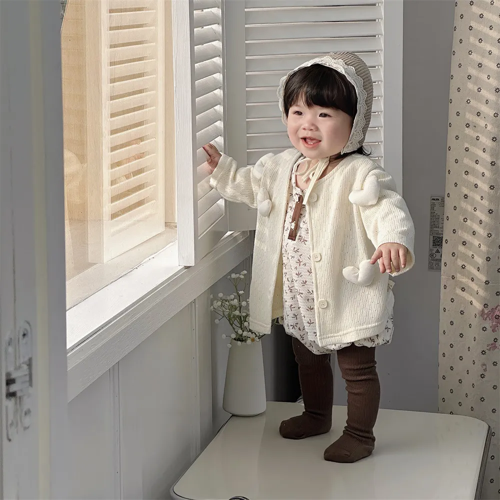 【73-100cm】可愛い ハートがポイント 外出 普段着 ベビー服 長袖 赤ちゃん アウター カーディガン