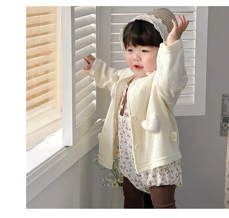 【73-100cm】可愛い ハートがポイント 外出 普段着 ベビー服 長袖 赤ちゃん アウター カーディガン