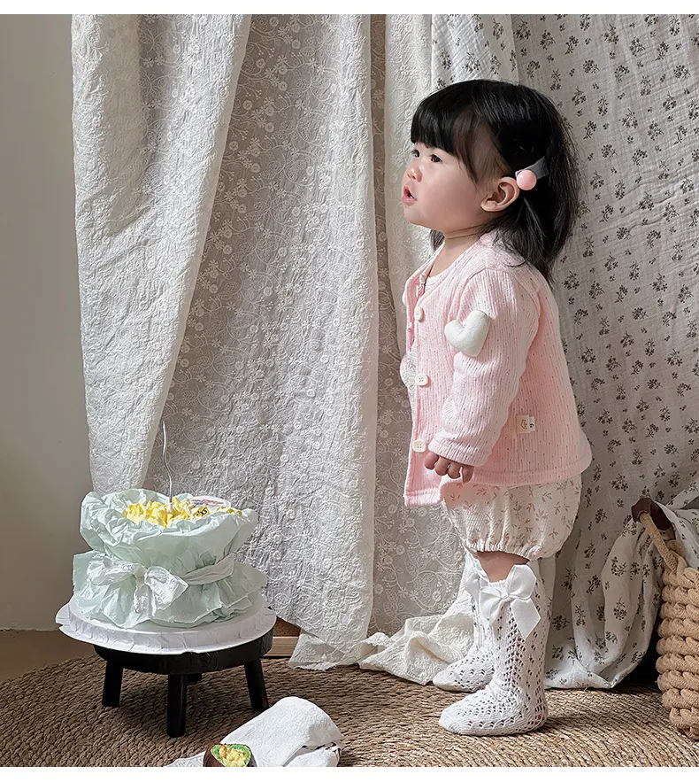 【73-100cm】可愛い ハートがポイント 外出 普段着 ベビー服 長袖 赤ちゃん アウター カーディガン