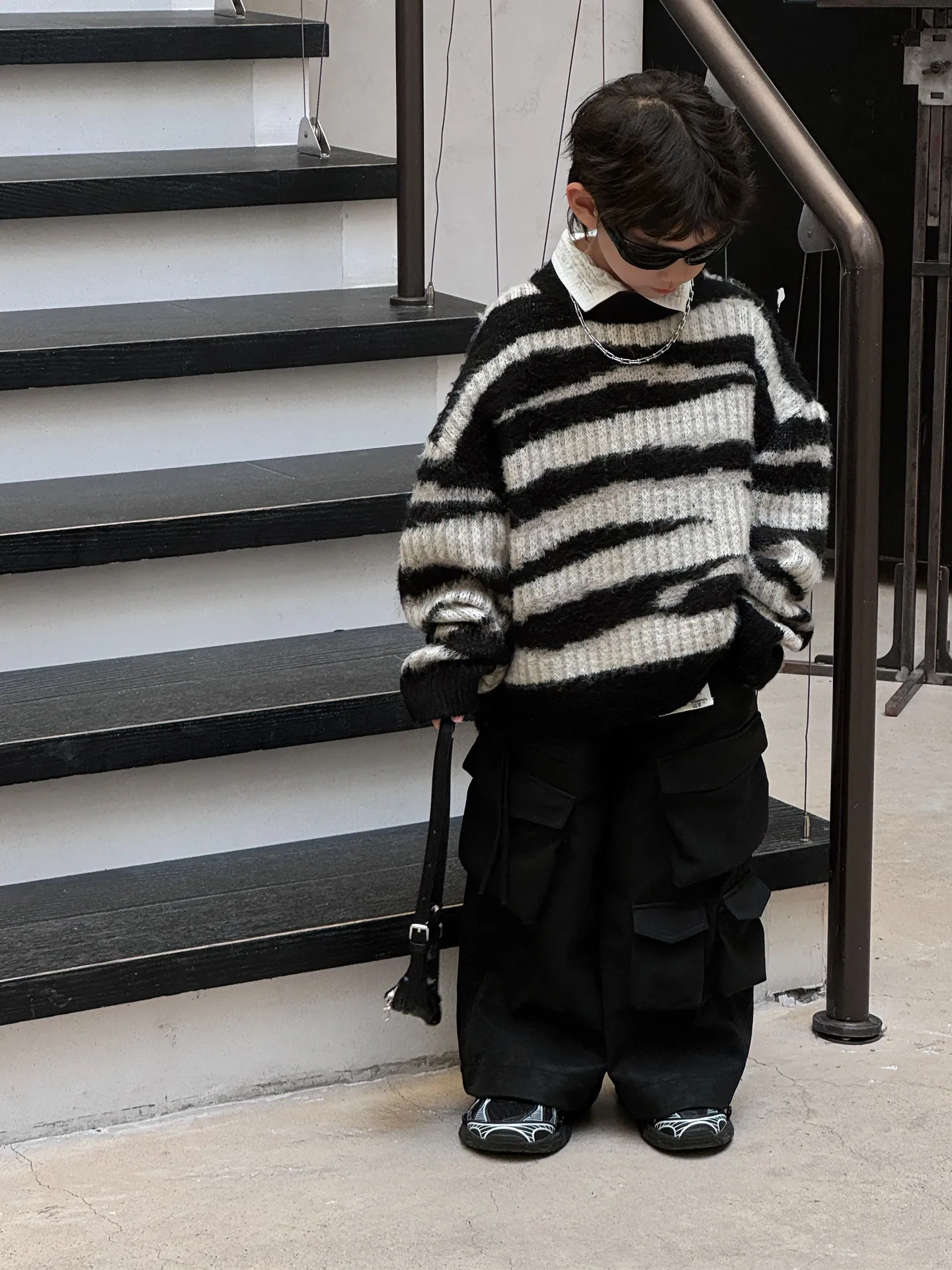 【90-150cm】かっこいい 流行 ボーダー ニット セーター キッズ 男の子 トップス 子供服