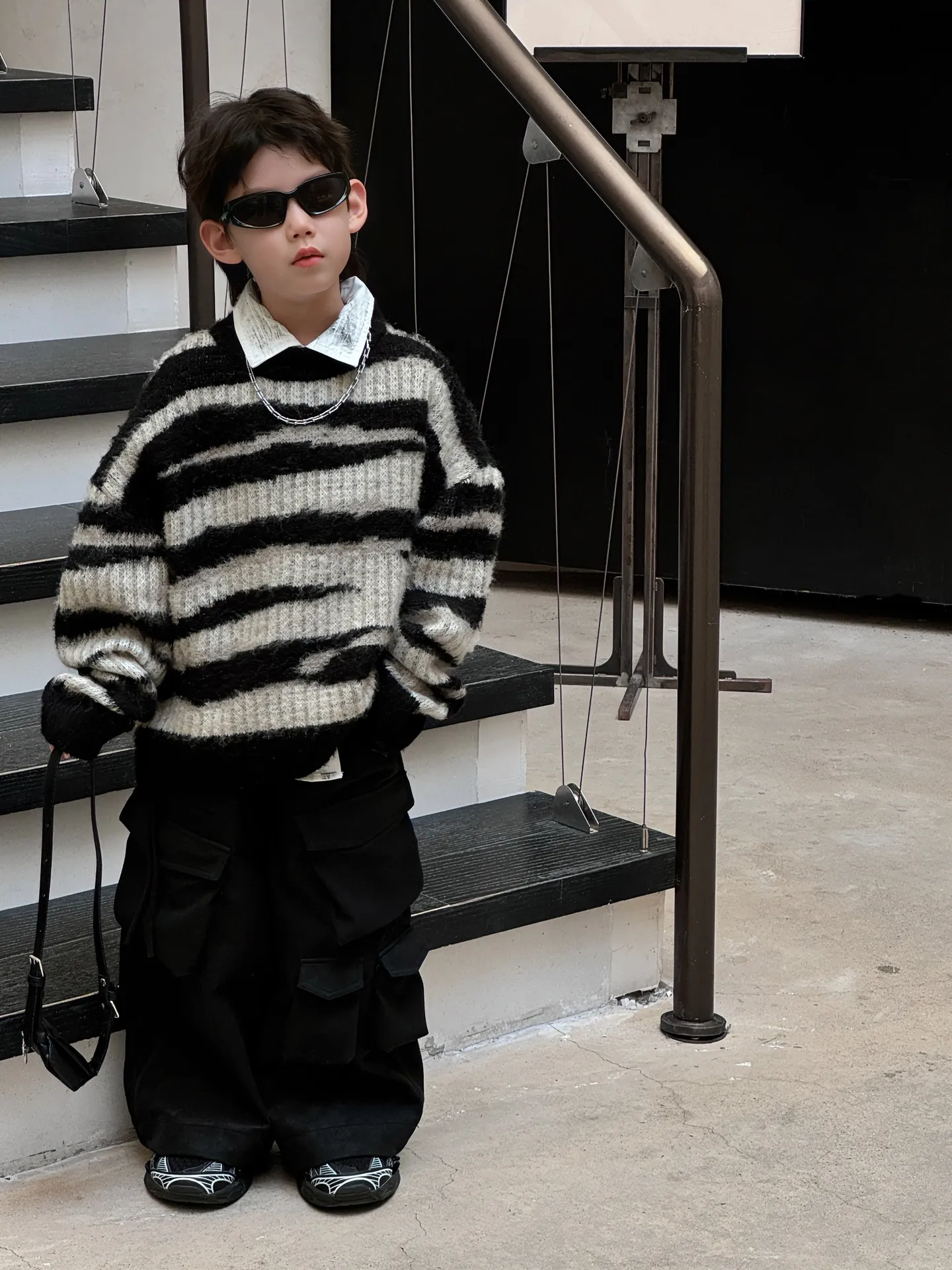 【90-150cm】かっこいい 流行 ボーダー ニット セーター キッズ 男の子 トップス 子供服