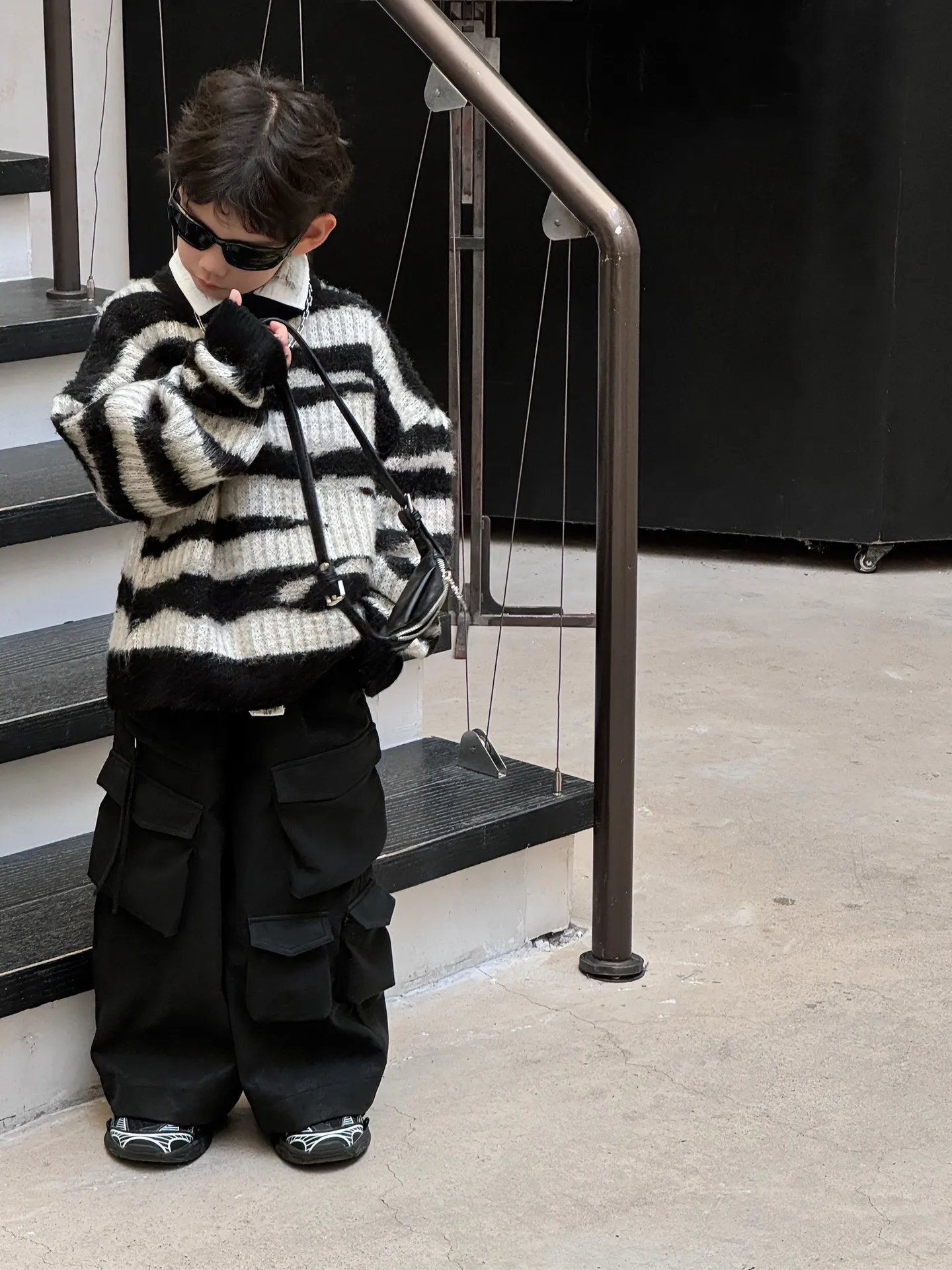 【90-150cm】かっこいい 流行 ボーダー ニット セーター キッズ 男の子 トップス 子供服