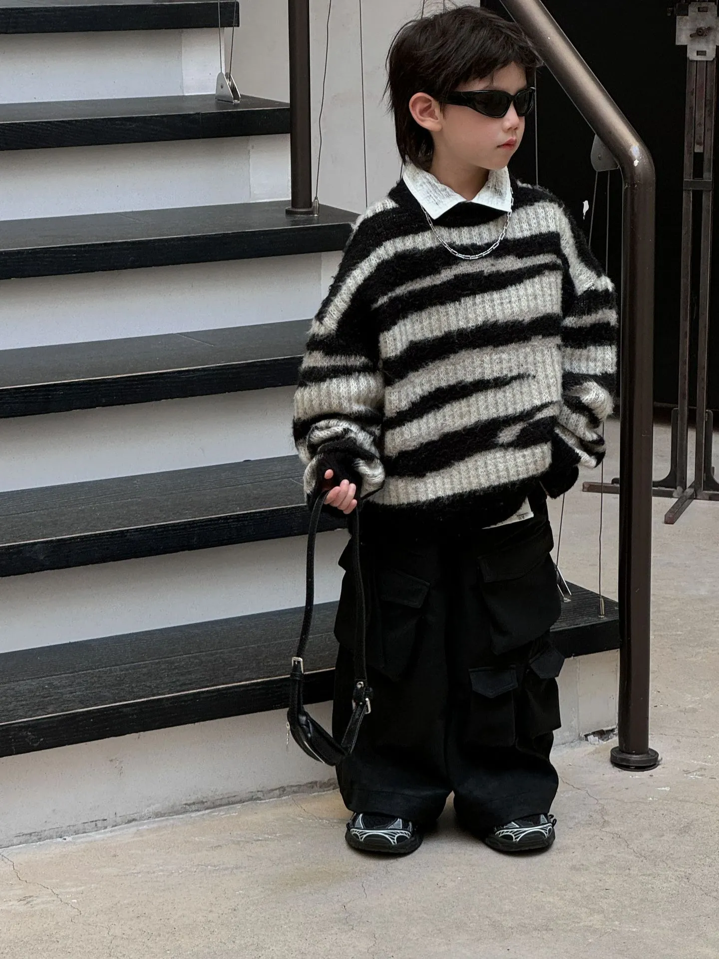 【90-150cm】かっこいい 流行 ボーダー ニット セーター キッズ 男の子 トップス 子供服