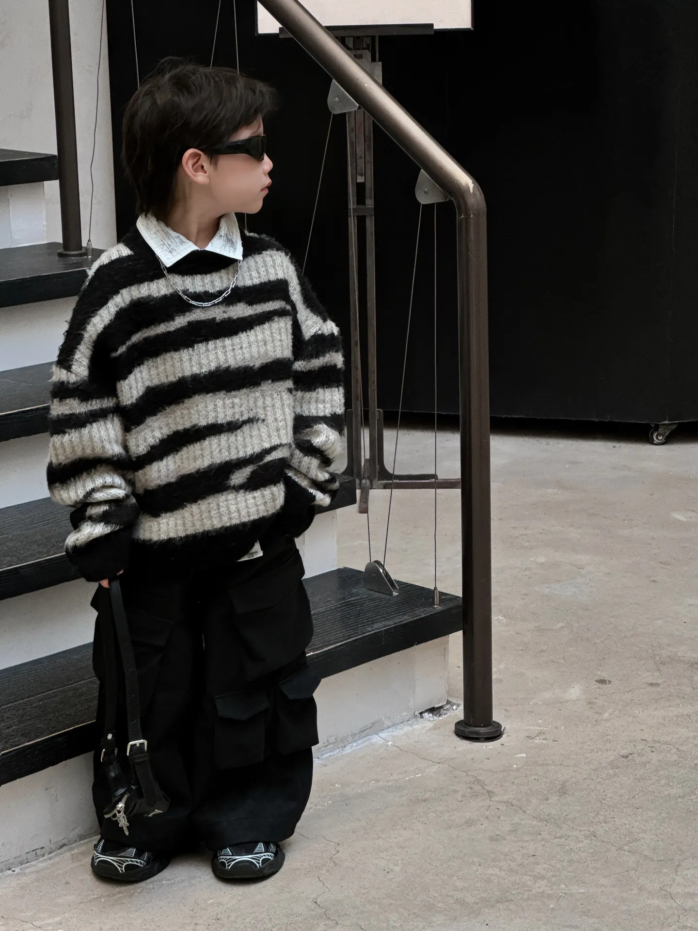【90-150cm】かっこいい 流行 ボーダー ニット セーター キッズ 男の子 トップス 子供服