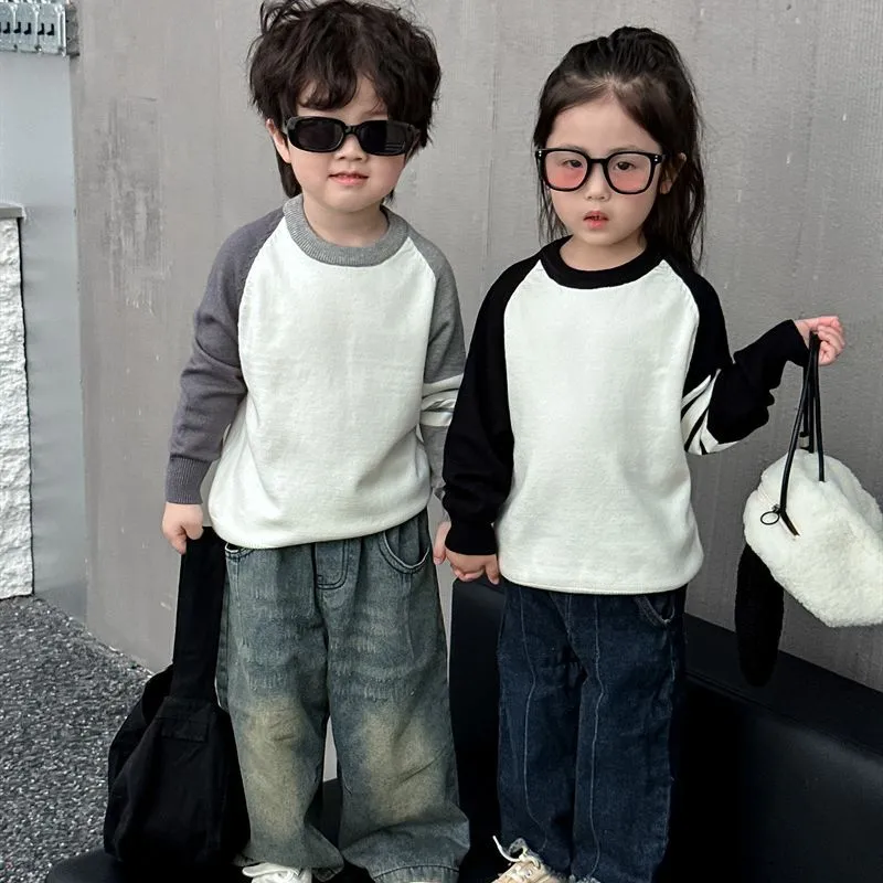 【90-160cm】絶対後悔しない 毎日着たくなる  シンプル  学園風  合わせやすい  配色  男の子 女の子  セーター
