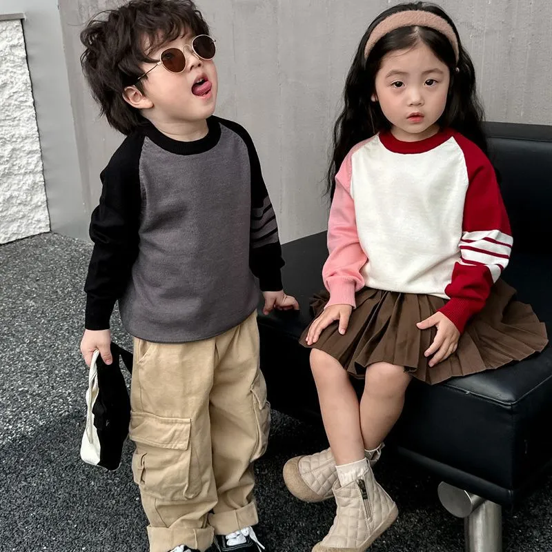 【90-160cm】絶対後悔しない 毎日着たくなる  シンプル  学園風  合わせやすい  配色  男の子 女の子  セーター