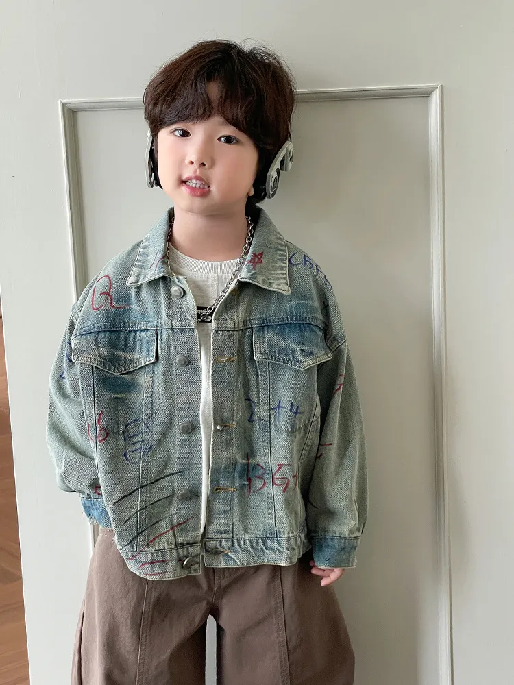 【90-150cm】おすすめ 大人気  ファッション  カジュアル  クール  合わせやすい  男の子  デニム  アウター