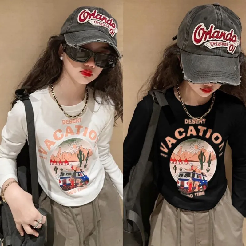 【110-160cm】絶対欲しい 人気商品  おしゃれ カジュアル ファッション 女の子 長袖 Ｔシャツ