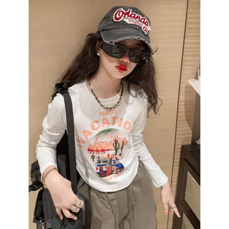【110-160cm】絶対欲しい 人気商品 おしゃれ カジュアル ファッション 女の子 長袖 Tシャツ