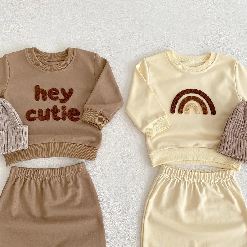 【66-120cm】かわいい 新生児 キッズ セットアップ 2点セット Tシャツ パンツ 長袖