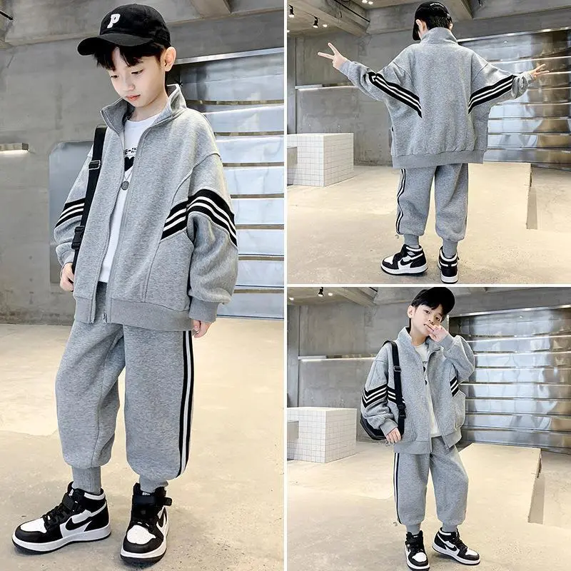 【110-160cm】二点セット 絶対見逃さないで カッコイイ クール カジュアル 男の子 トレーナー+パンツ セットアップ