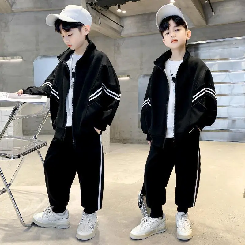 【110-160cm】二点セット 絶対見逃さないで カッコイイ クール カジュアル 男の子 トレーナー+パンツ セットアップ