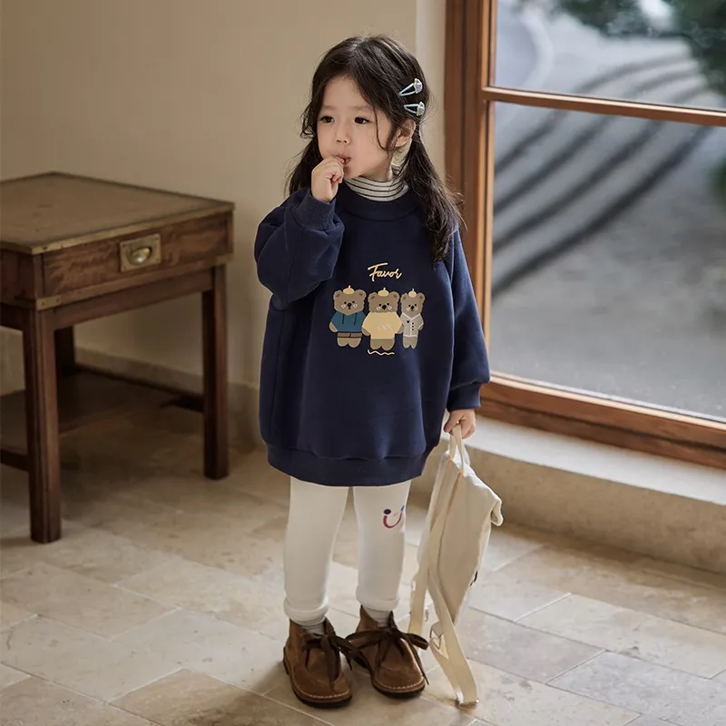 【90-140cm】人気商品 今季も大流行 スウィート カートゥーン 可愛い シンプル 女の子 裏起毛 トレーナー