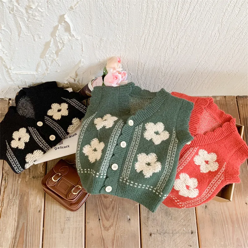 【90-130cm】売れ筋  大注目  特別なデザイン  レトロ  ins風  合わせやすい  女の子  ニット ベスト