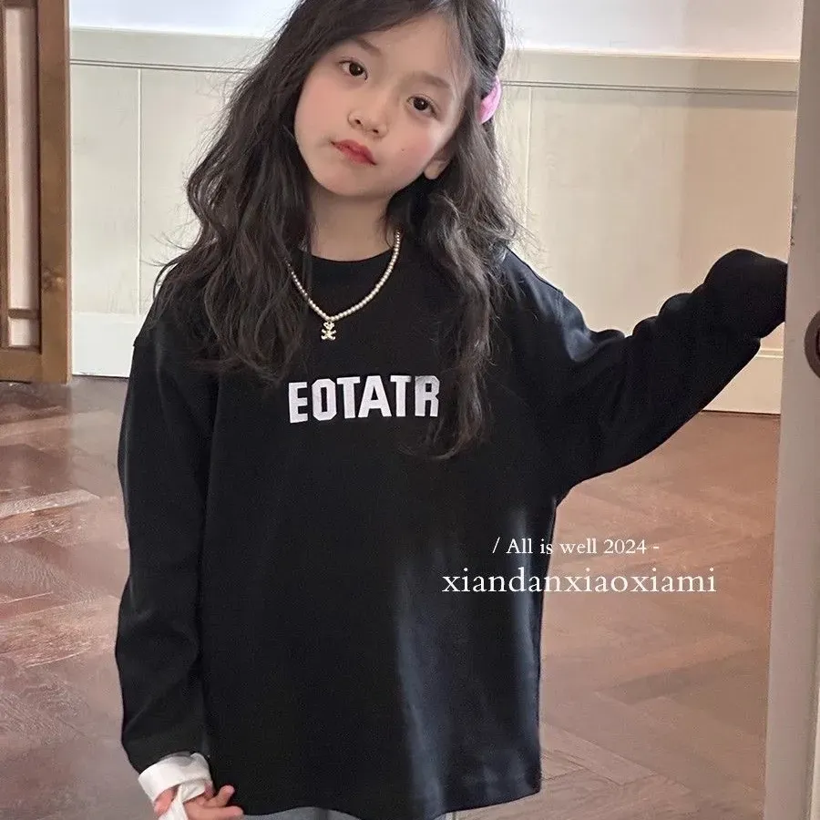 【100-160cm】特別なデザイン 存在感アップ カジュアル おしゃれ ファッション 女の子 長袖 Ｔシャツ
