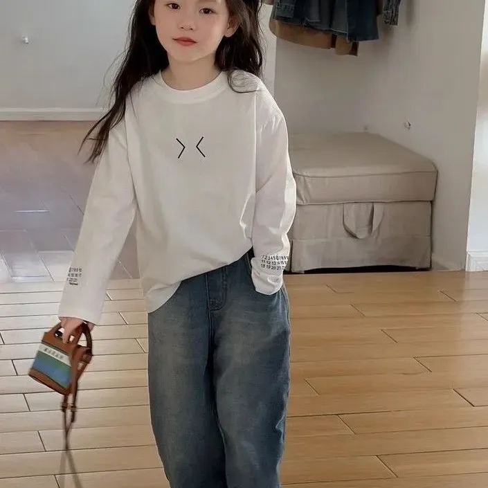 【100-160cm】大人気 毎日着たくなる カジュアル シンプル きれいめ 女の子 長袖 Ｔシャツ