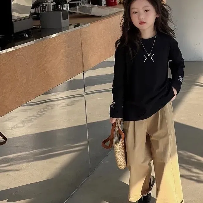 【100-160cm】大人気 毎日着たくなる カジュアル シンプル きれいめ 女の子 長袖 Ｔシャツ