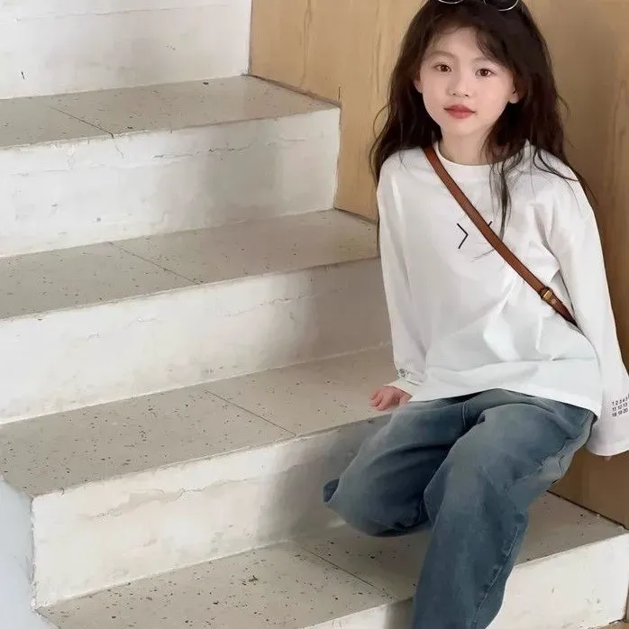 【100-160cm】大人気 毎日着たくなる カジュアル シンプル きれいめ 女の子 長袖 Ｔシャツ